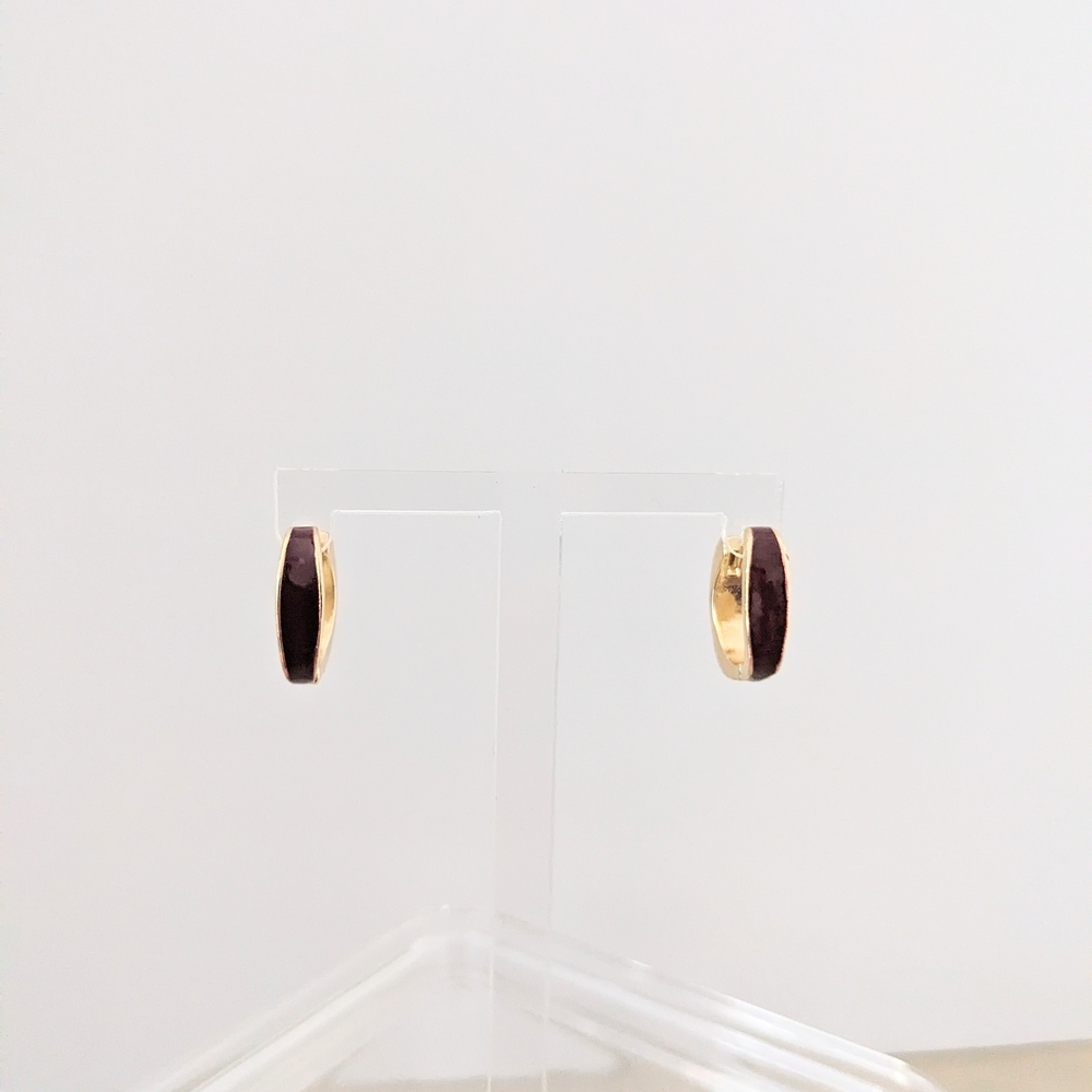 Maroon and Gold Hoop Earrings